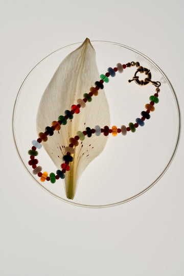 Rainbow Coral and Glass Anklet