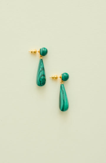 Malachite Drop Stud Earrings Big