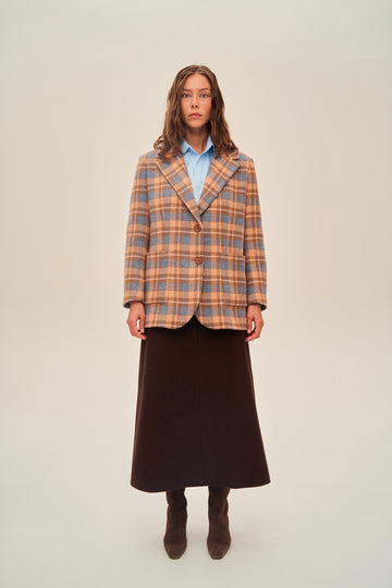 Single-Breasted Checked Jacket