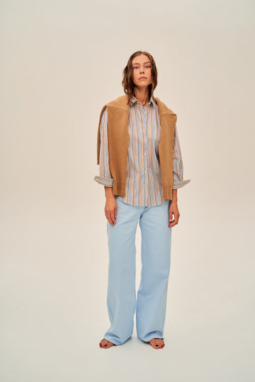 Wide-Leg Cotton Pants with Pleats