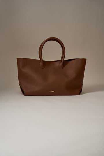 Caramel Open Top Tote Leather Bag
