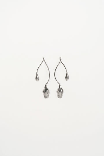 Twisted Earrings with Poppy Bud and Dew Drop