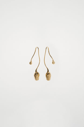 Twisted Earrings with Poppy Bud and Dew Drop