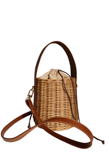 Wicker Basket Bag in Caramel