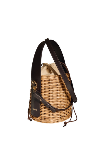 Wicker Basket Bag in Brown