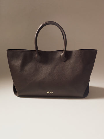 Brown Open Top Tote Leather Bag