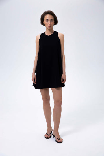 Black Flared Mini Dress