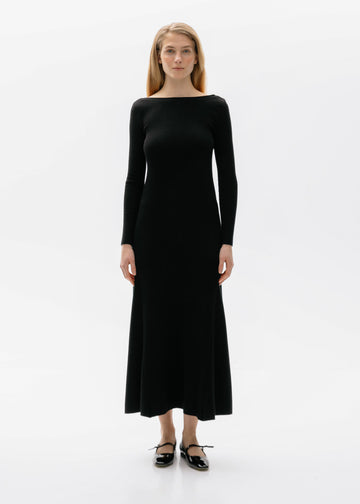 Knitted Maxi Dress with Open Back