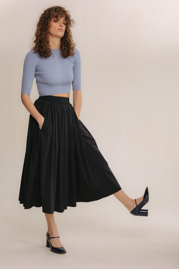 Blue Knitted Crop Top
