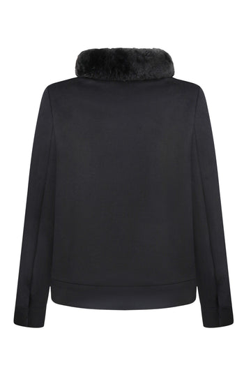 Short Jacket with Artificial Fur Collar