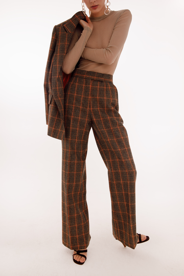 Wide-leg Checked Pants