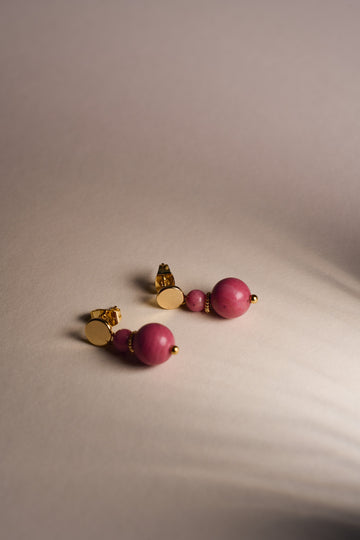 Сережки-пусети з родонітом