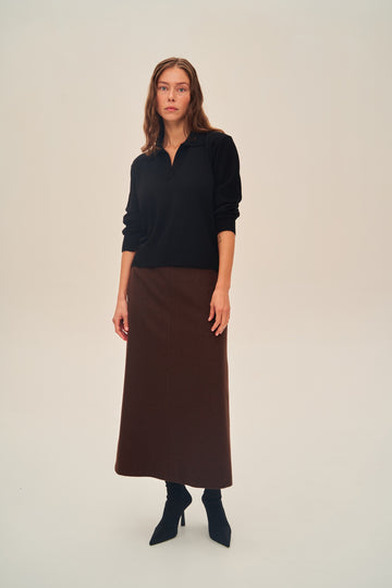 A-line Midi Wool Skirt