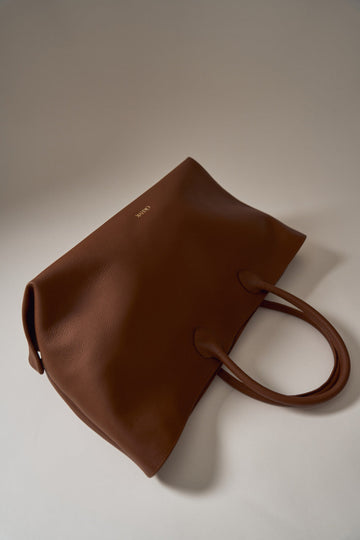 Caramel Open Top Tote Leather Bag