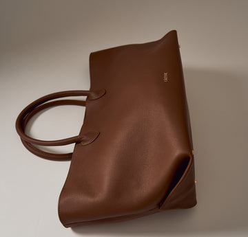 Карамельна шкіряна сумка шопер