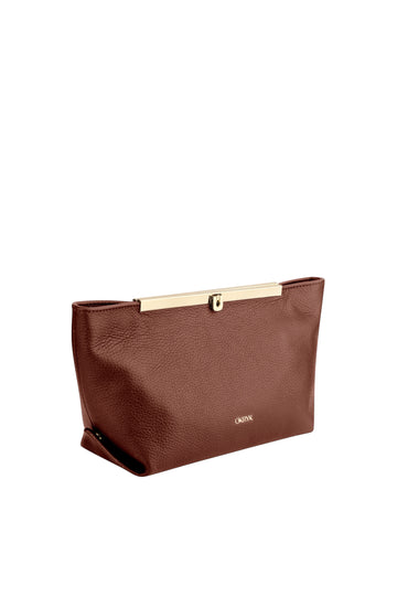 Карамельний шкіряний клатч