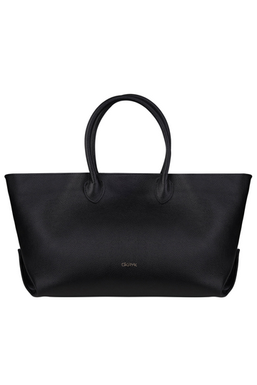 Black Open Top Tote Leather Bag