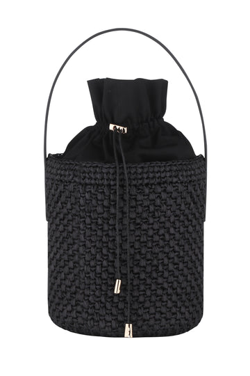 Black Raffia Basket Bag