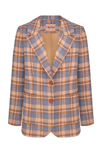 Single-Breasted Checked Jacket