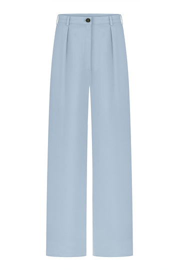 Wide-Leg Cotton Pants with Pleats