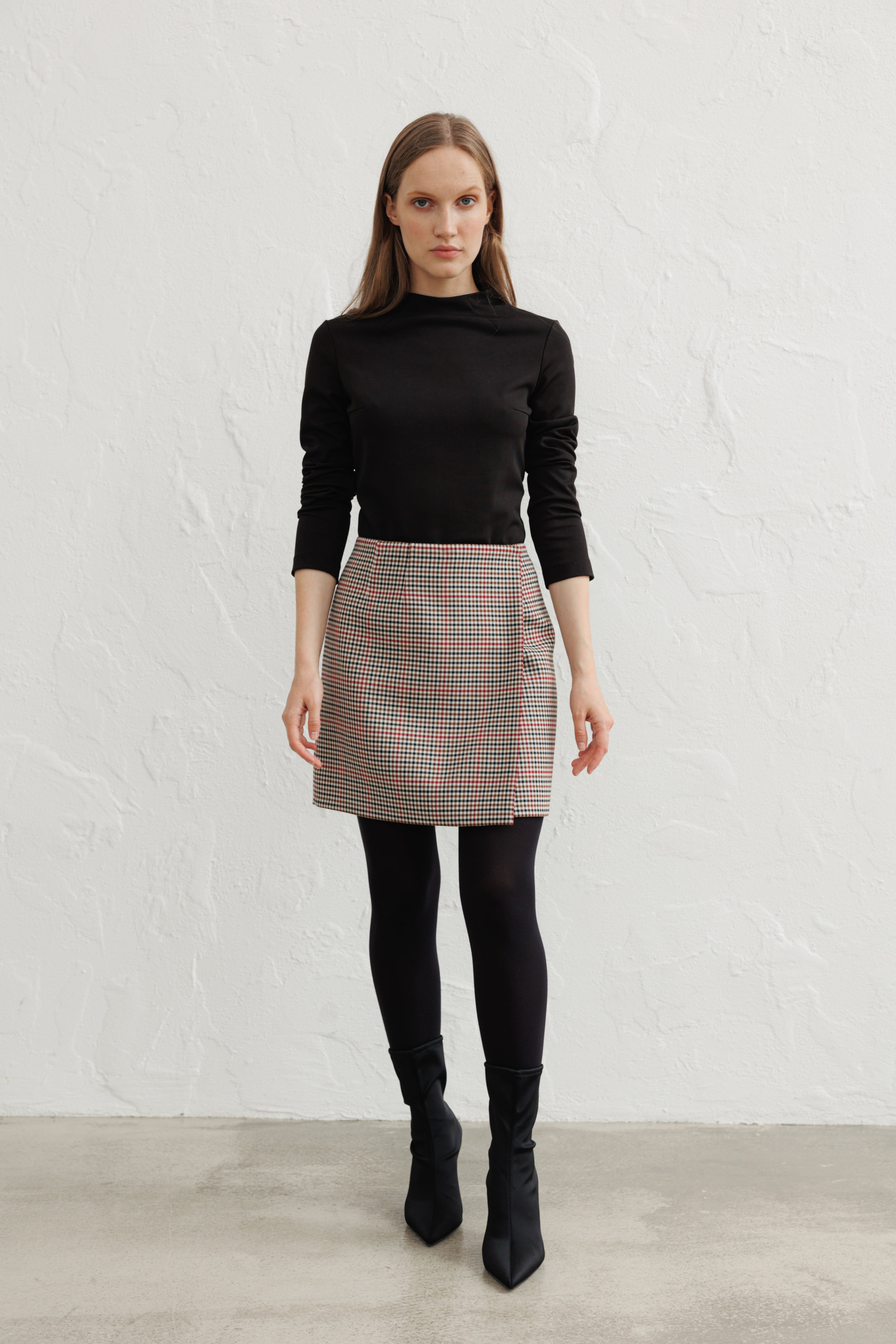 お値下げ⚠︎ ACLENT Volume wrap check skirt Aclent ボリューム